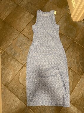 aerie Heathered Blue Sleeveless Midi Tank Dress